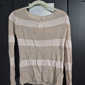 Paper Crown Beige and Cream Striped Sweater